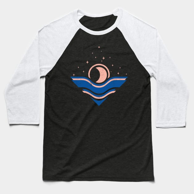 Moon and Ocean. Minimalist illustration Baseball T-Shirt by lents